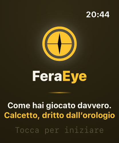 Passo 1: Prima della partita, apri FeraEye sull'orologio.