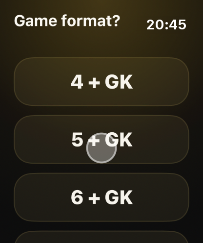 Step 2: Start on the watch: pick the game format.