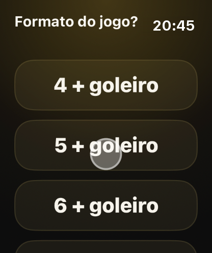 Passo 2: Comece pelo relógio: escolha o formato do jogo.