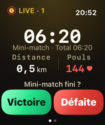 Étape 3: La montre compte chaque mini-match.