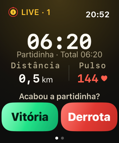Passo 3: O relógio conta cada partidinha.
