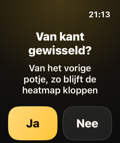 Stap 7: Het horloge vraagt of jullie van kant zijn gewisseld, zodat het weet waar jullie aanvielen.