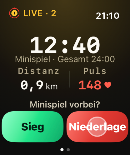 Schritt 4: Minispiel verloren? Tipp einmal auf „Niederlage“.