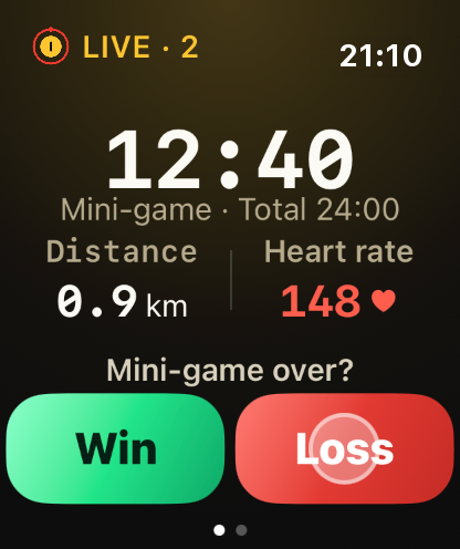 Step 4: Lost the mini-game? Tap “Loss” once.