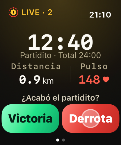 Paso 4: ¿Perdieron el partidito? Toca «Derrota» una vez.