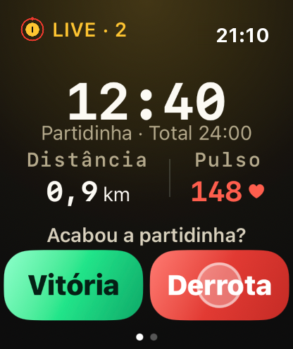 Passo 4: Perderam a partidinha? Toque em “Derrota” uma vez.