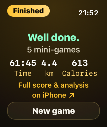 Step 11: The watch shows a short summary, and the full analysis goes to your iPhone.