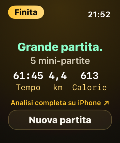 Passo 11: L'orologio mostra un breve riepilogo, e l'analisi completa passa sul tuo iPhone.