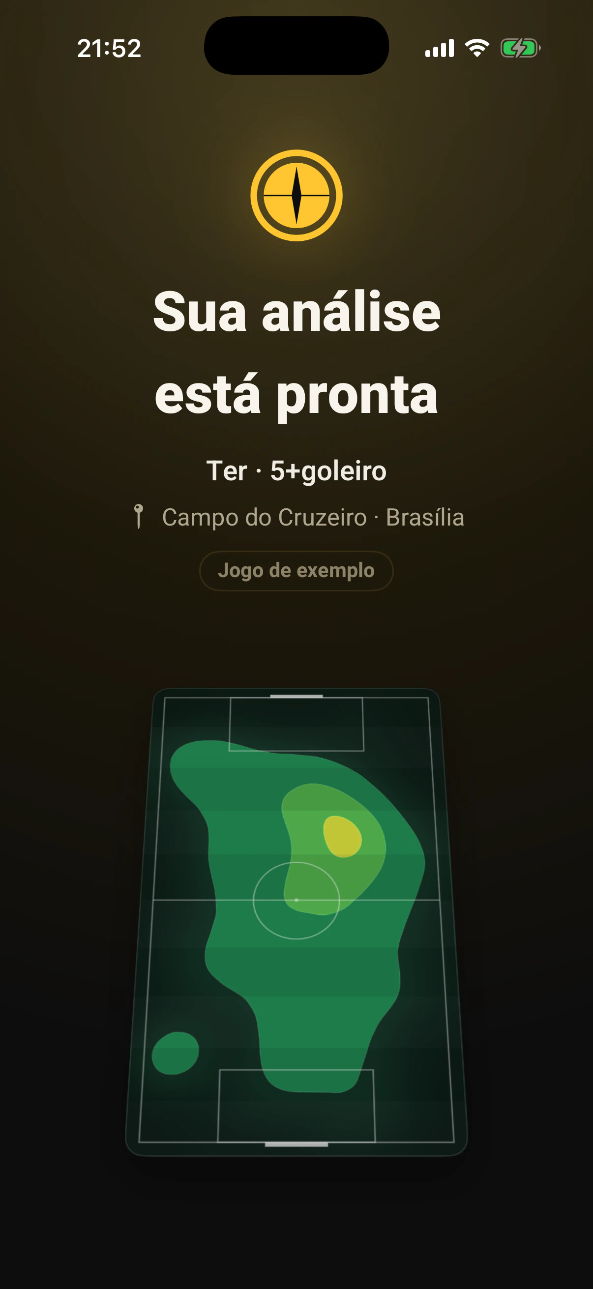 Passo 13: O mapa de calor do jogo todo se pinta no campo.