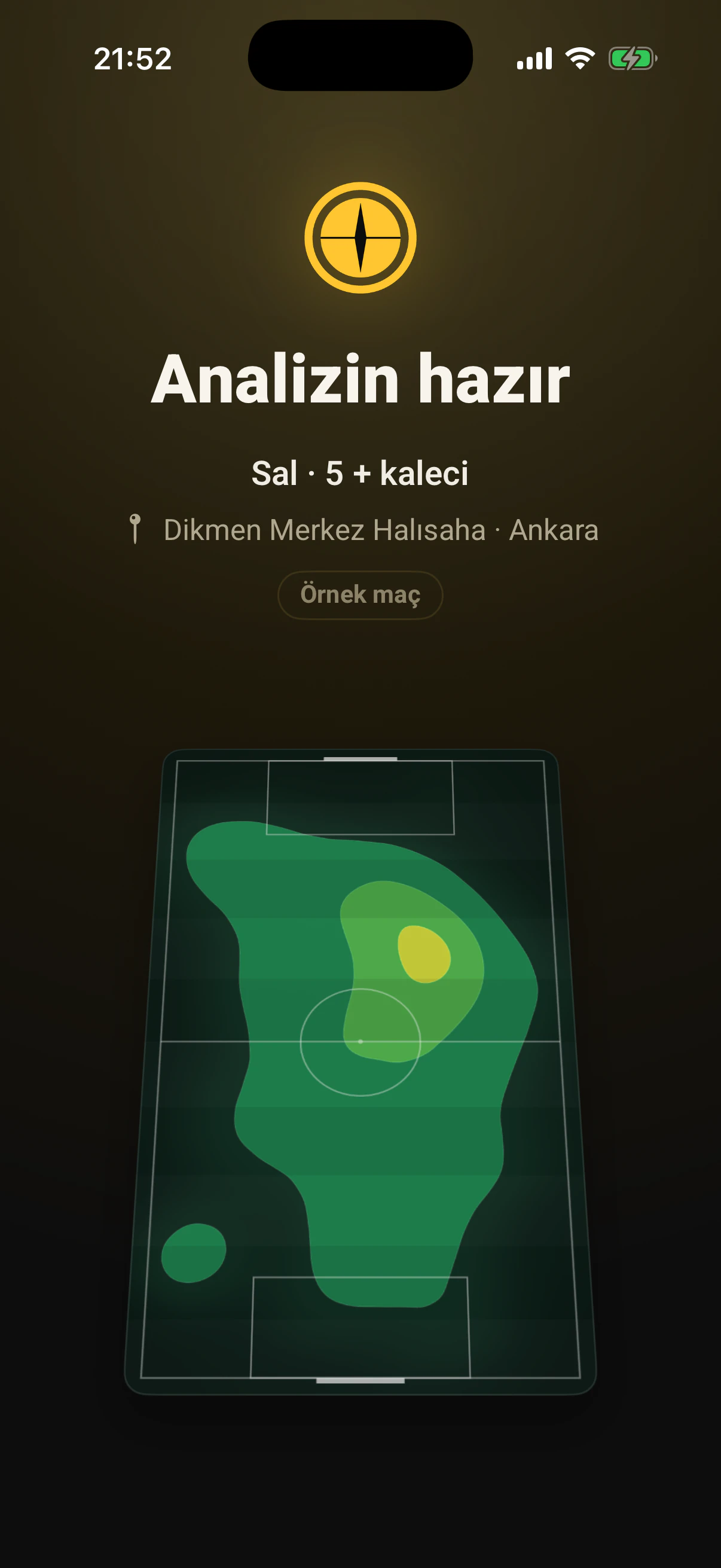 Adım 13: Maçın tamamının ısı haritası sahanın üstünde renklenir.
